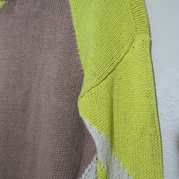 Aiko Sweater Womens Medium Asymmetrical Relaxed Beach Casual Art Tan Open Knit - Picture 10 of 10